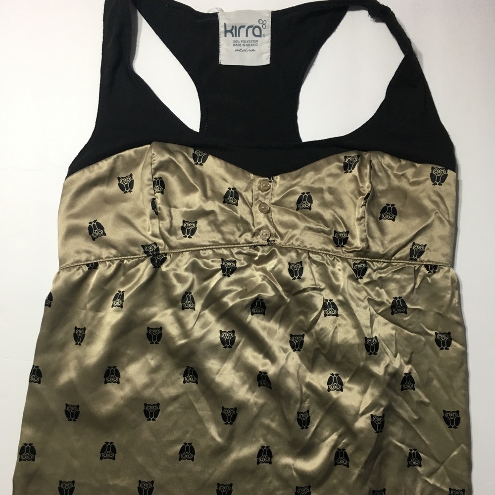 Kirra Polyester Bronze Gold Owl Print Tank Small